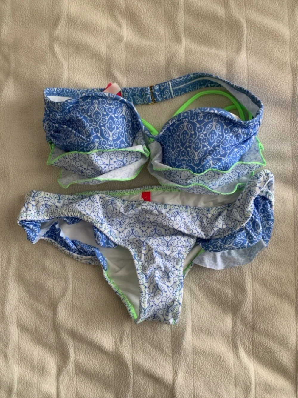 NWOT Victoria's Secret Beach Sexy Madi Push Up Bikini Set Blue Paisley 34A/Small - Picture 1 of 5